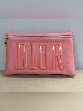 Dior Beaut✨🩷🧡GWP Pink Suede Cosmetic Pouch with Gloss Logo